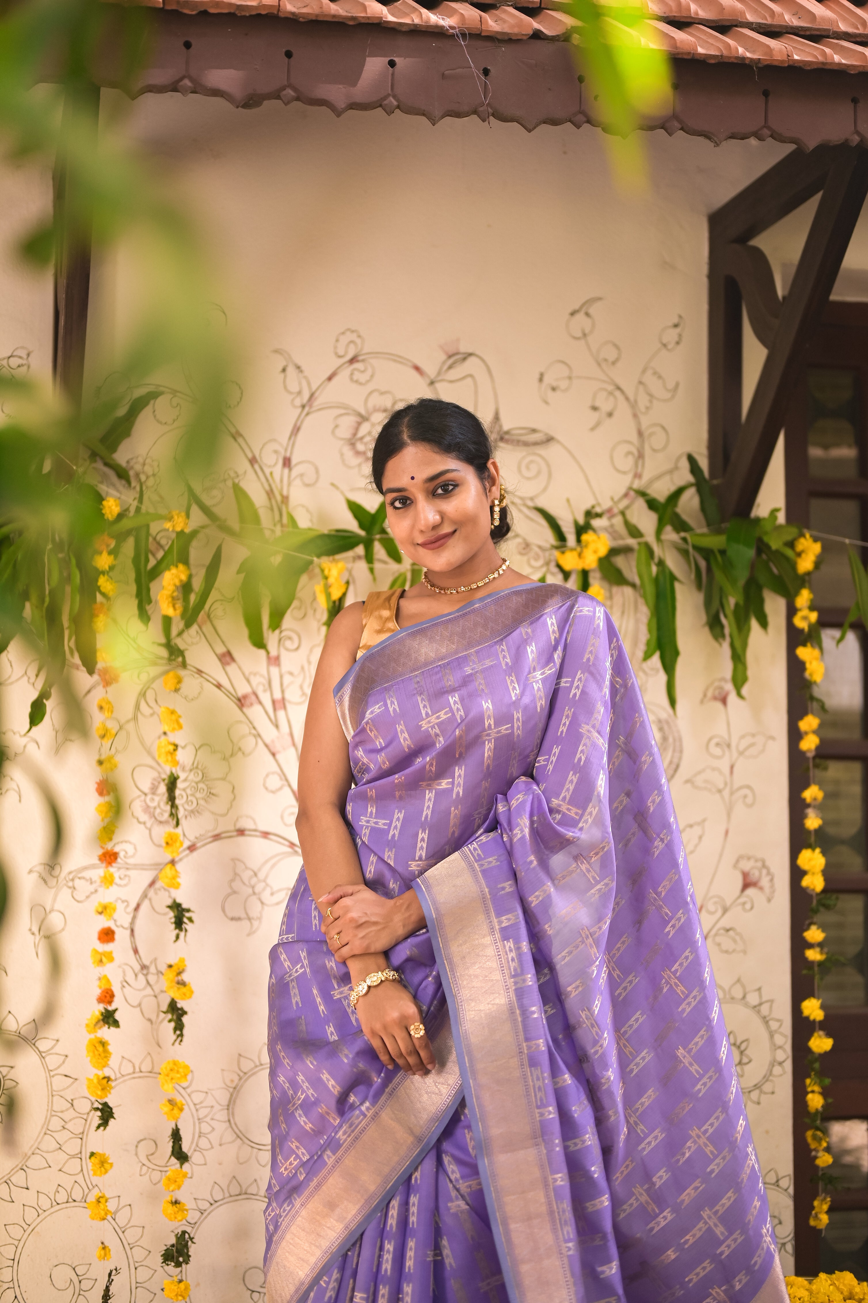 Lavender Banaras silk saree