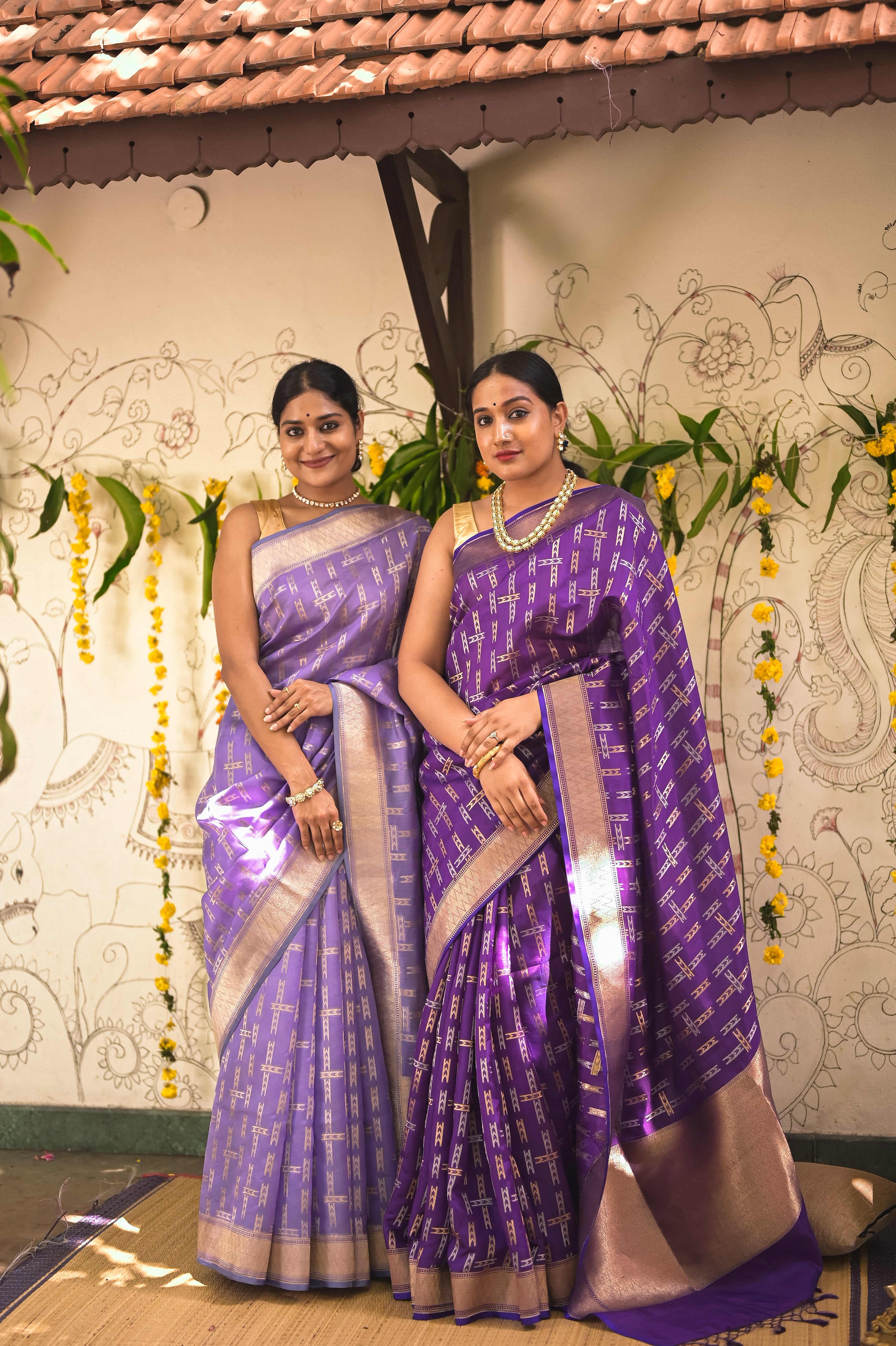 Purple Handwoven Banarasi silk saree