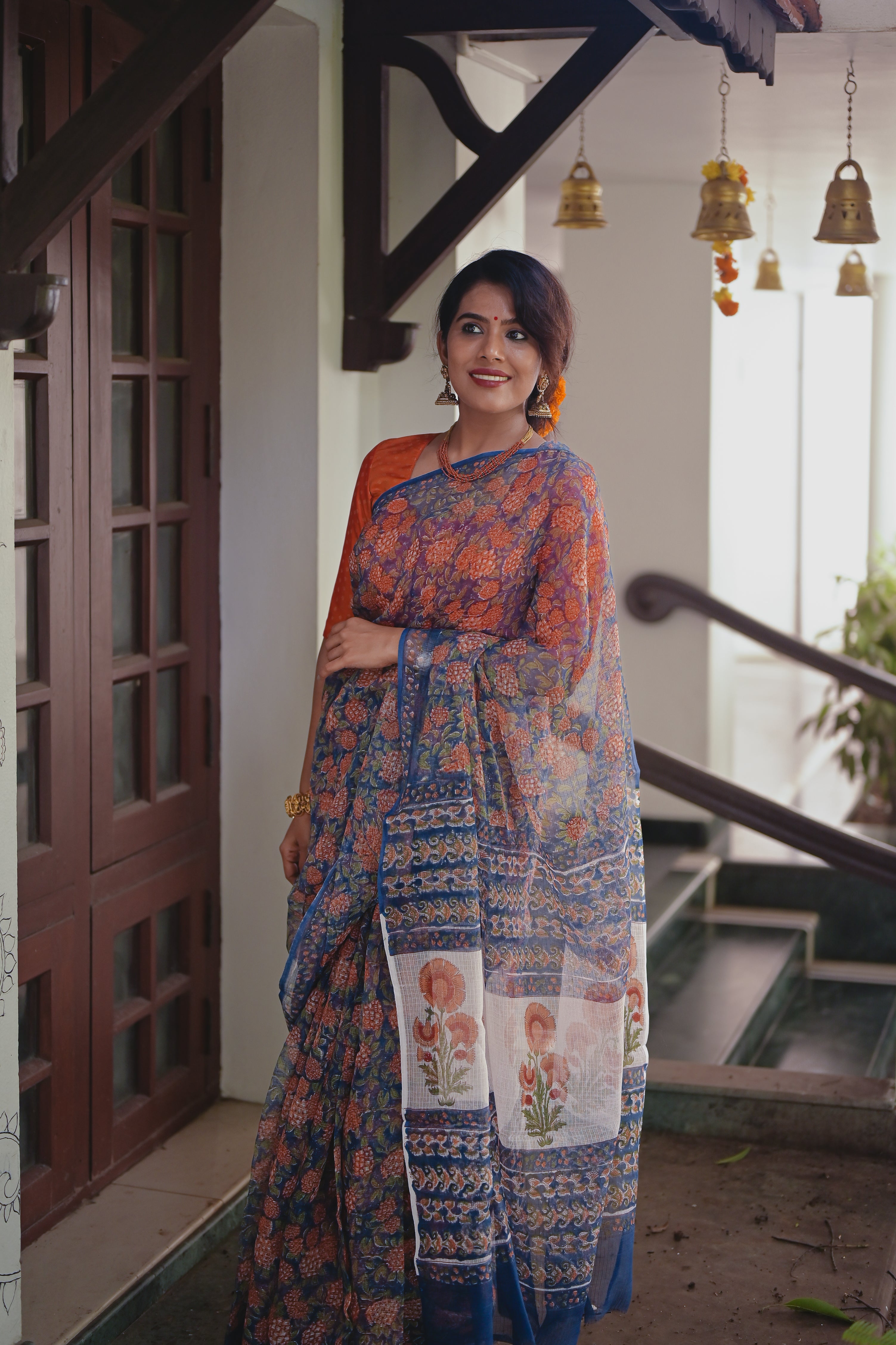 Orange  Kota Saree