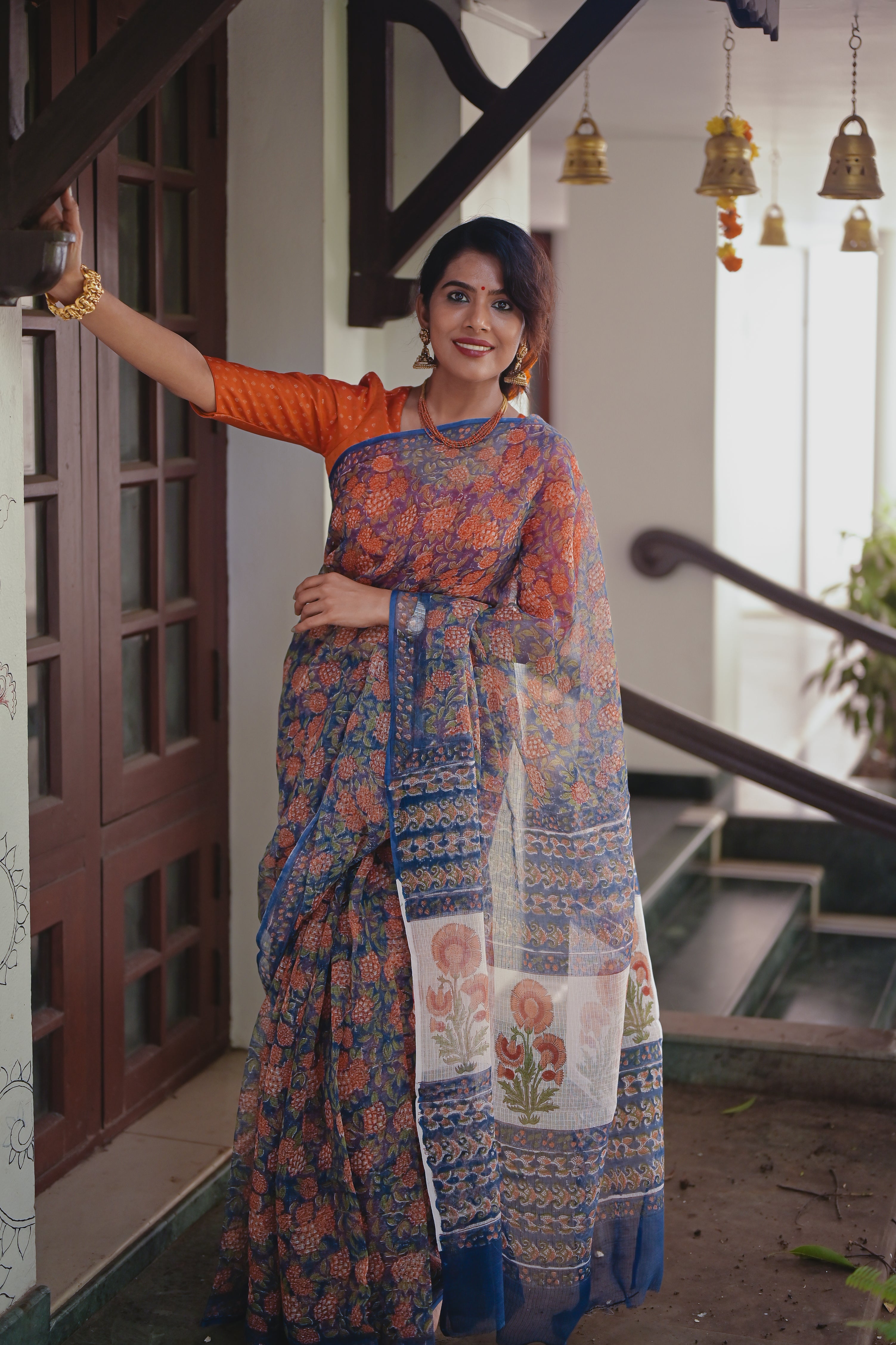 Orange  Kota Saree