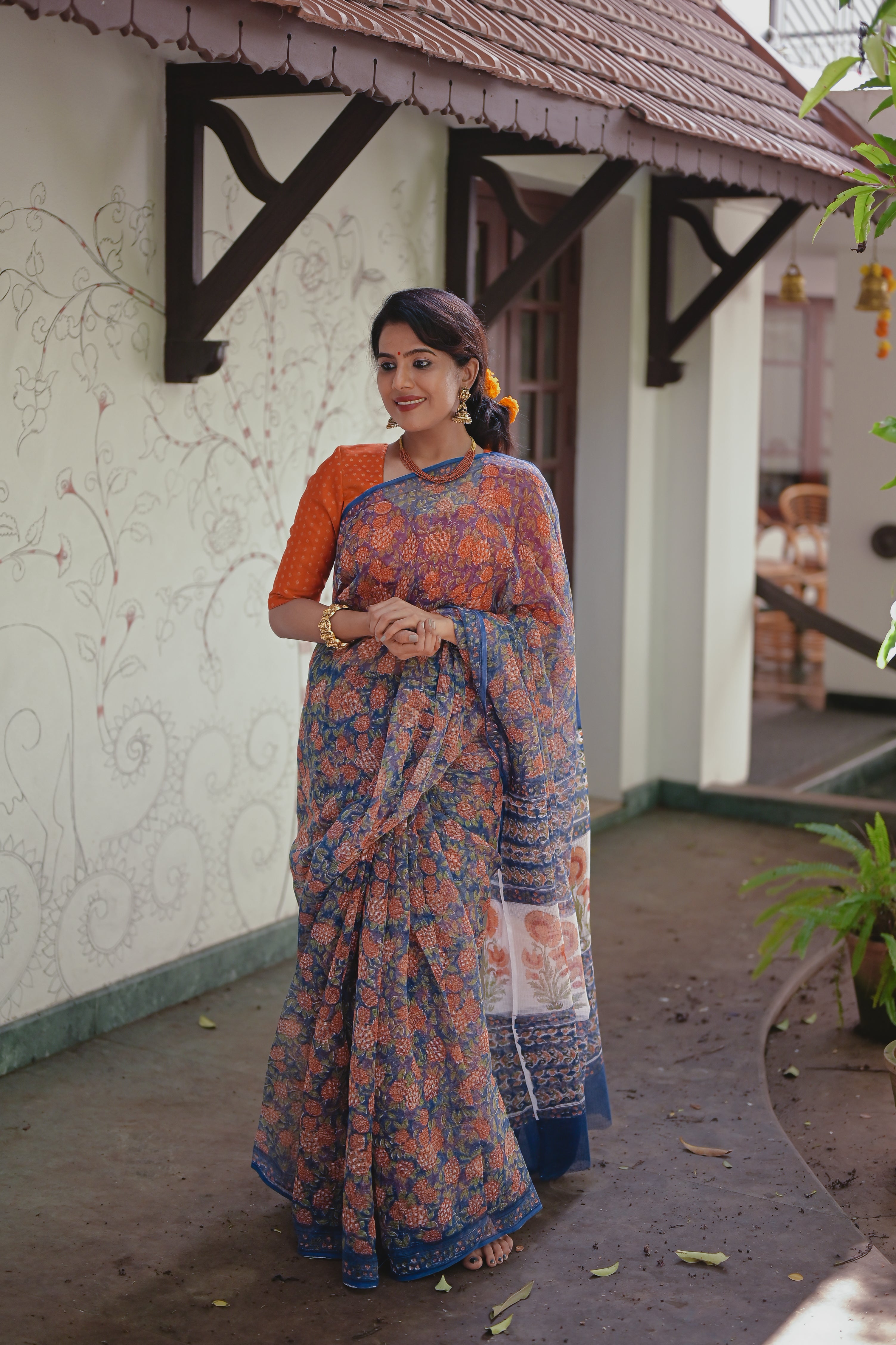 Orange  Kota Saree