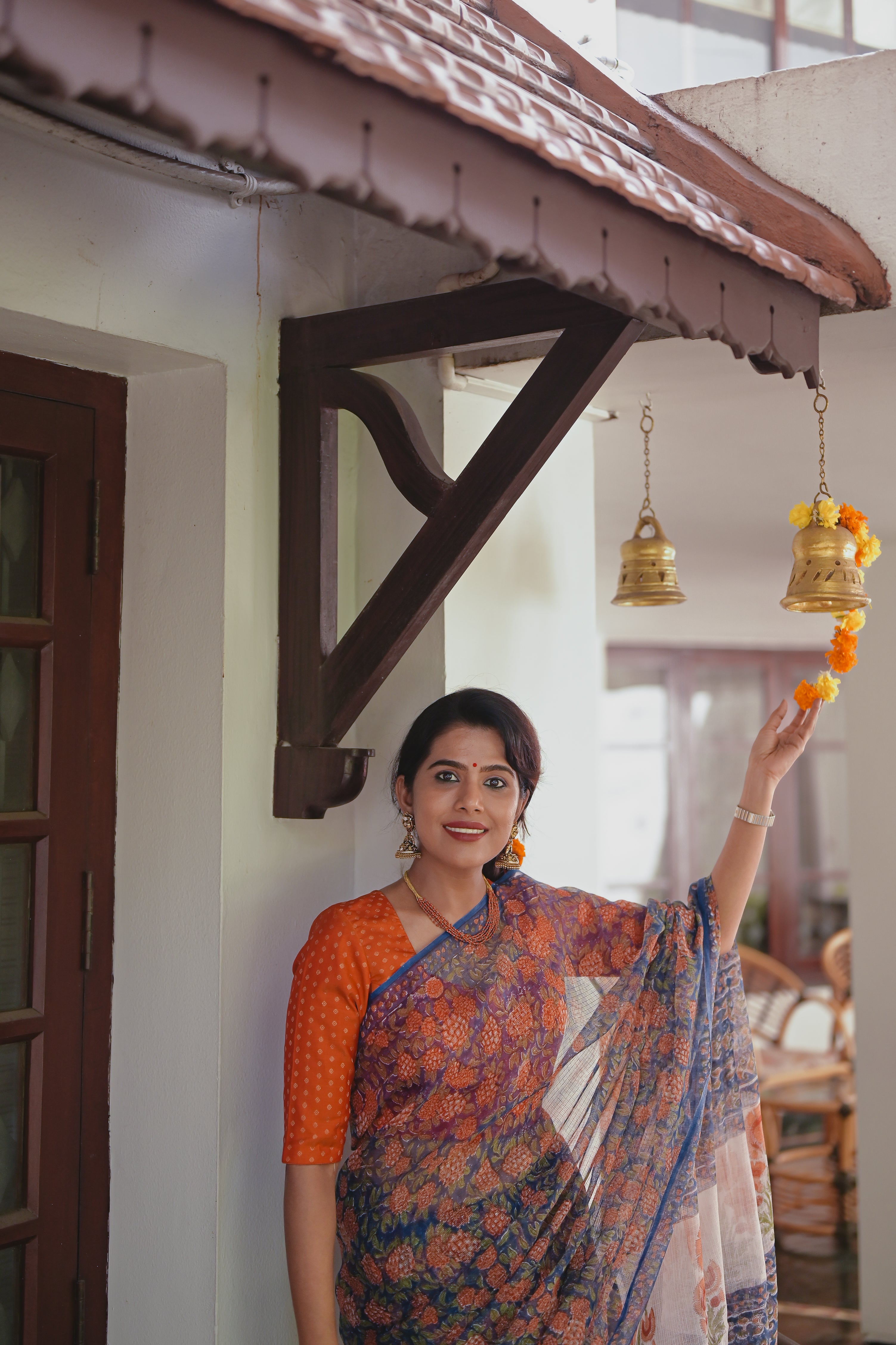 Orange  Kota Saree