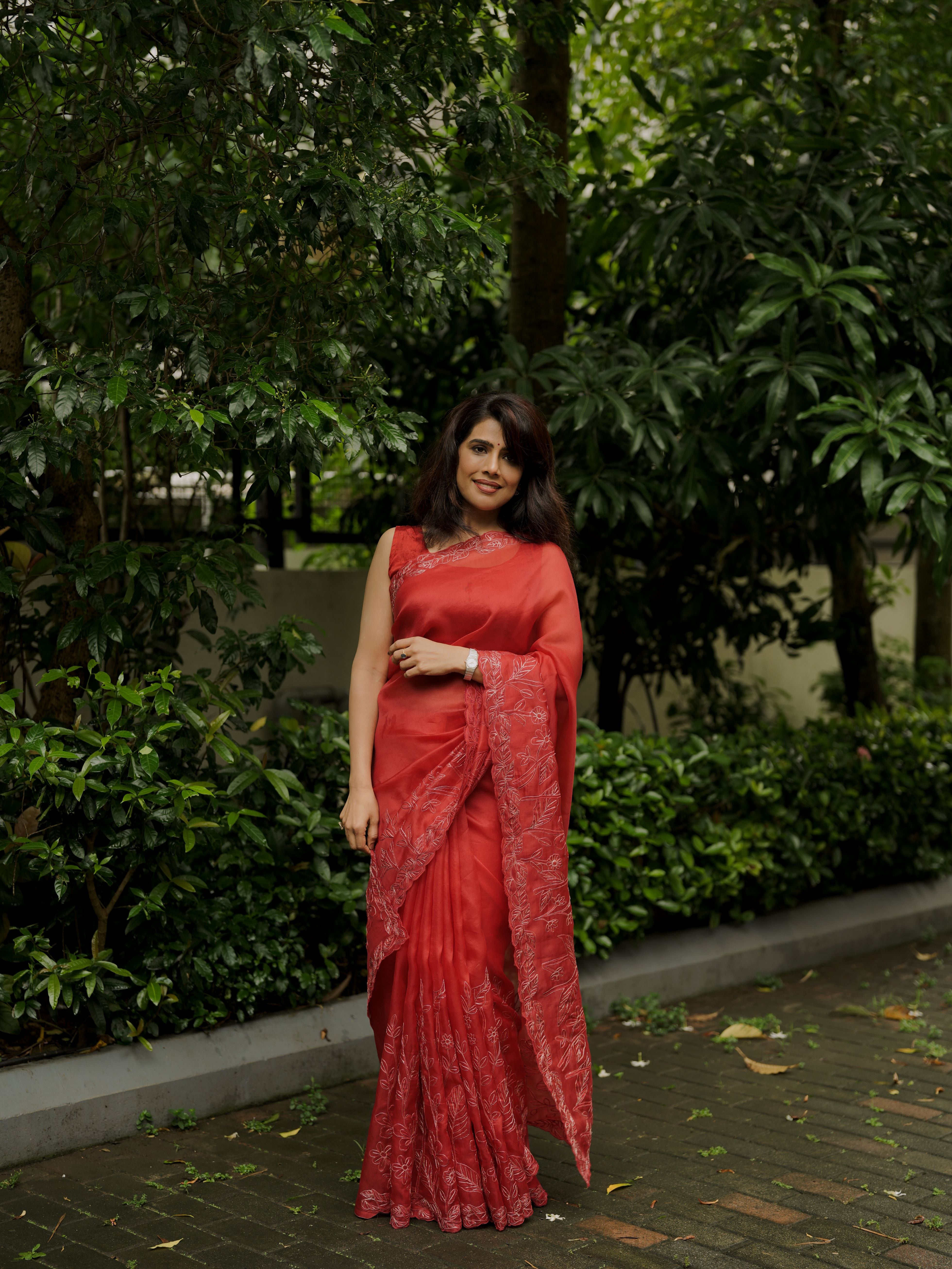 Royal Red Organza Silk