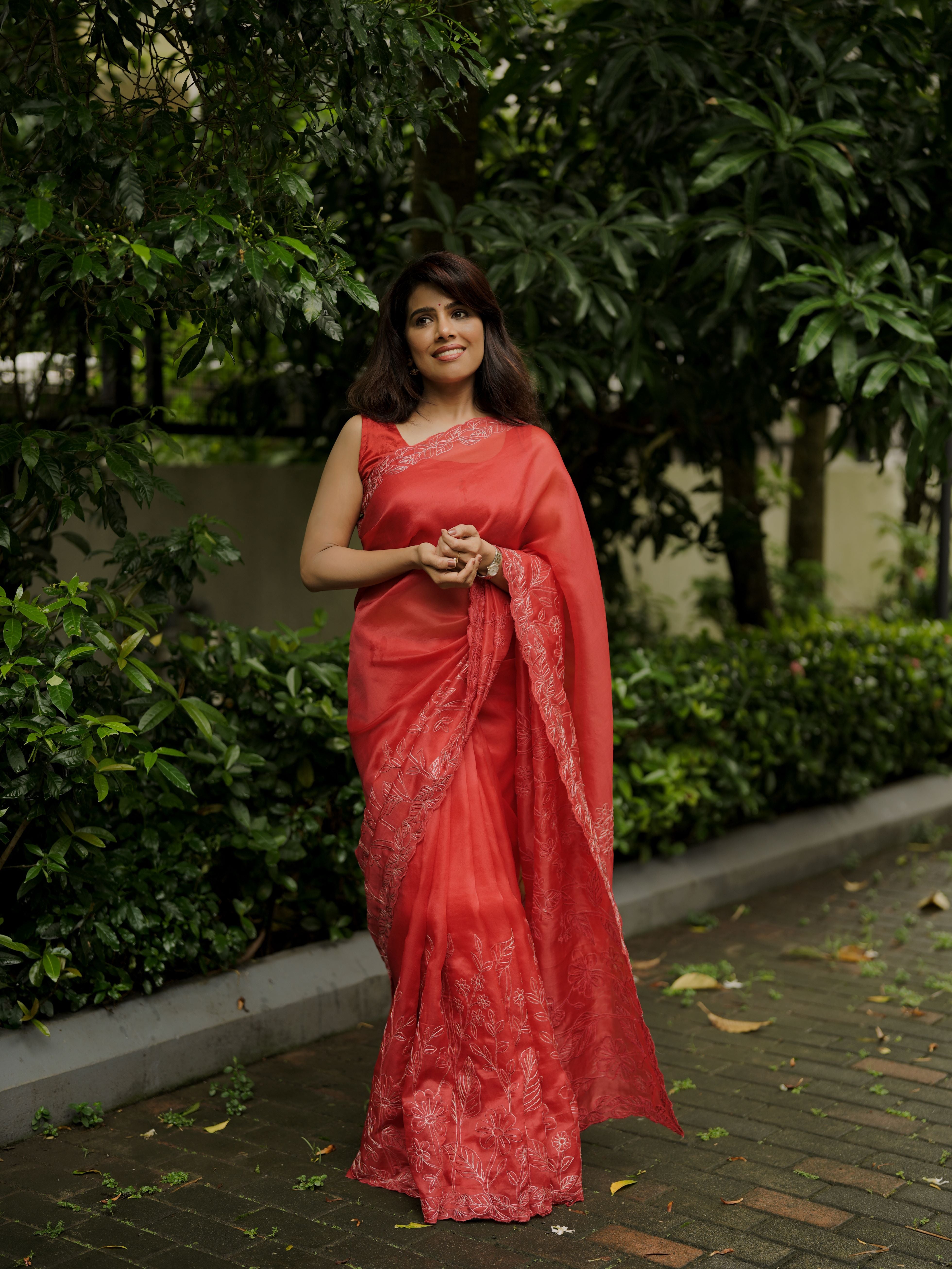 Royal Red Organza Silk