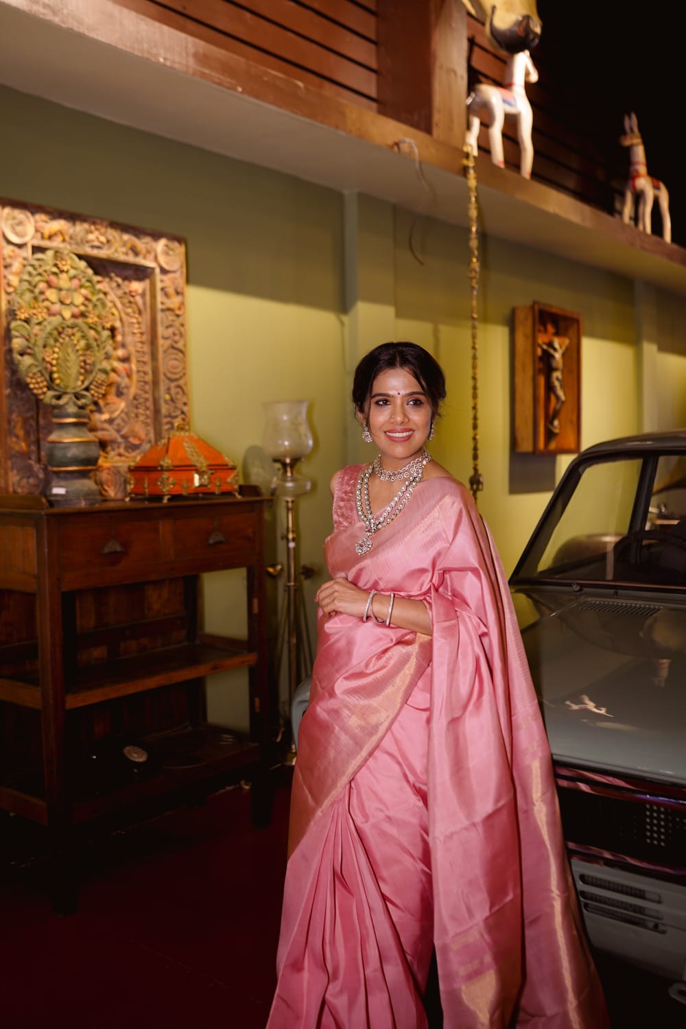 Pink Kanjivaram silk saree