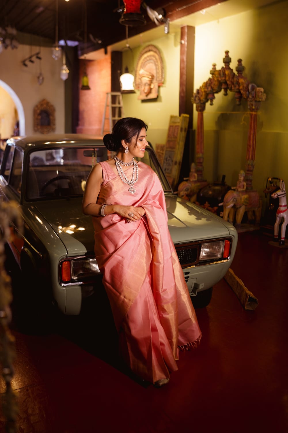 Pink Kanjivaram silk saree