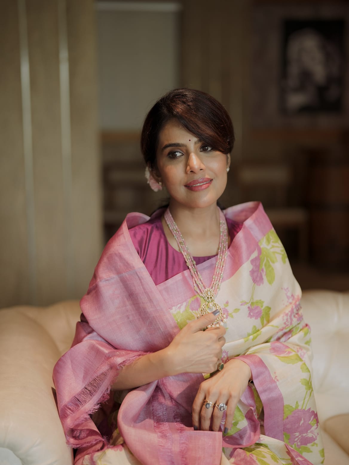 Soft Pink Tussar silk