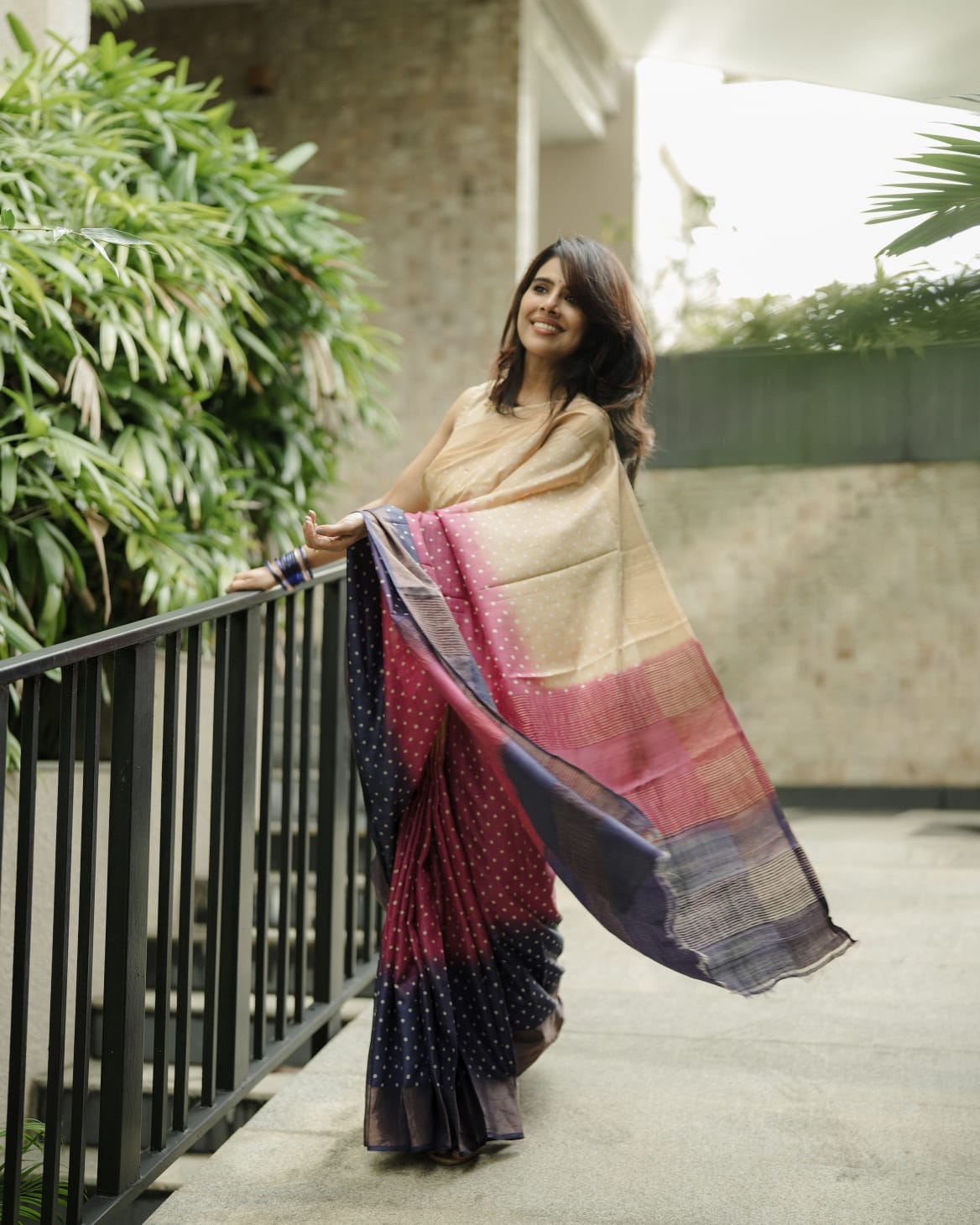 Polka Tussar Silk Saree