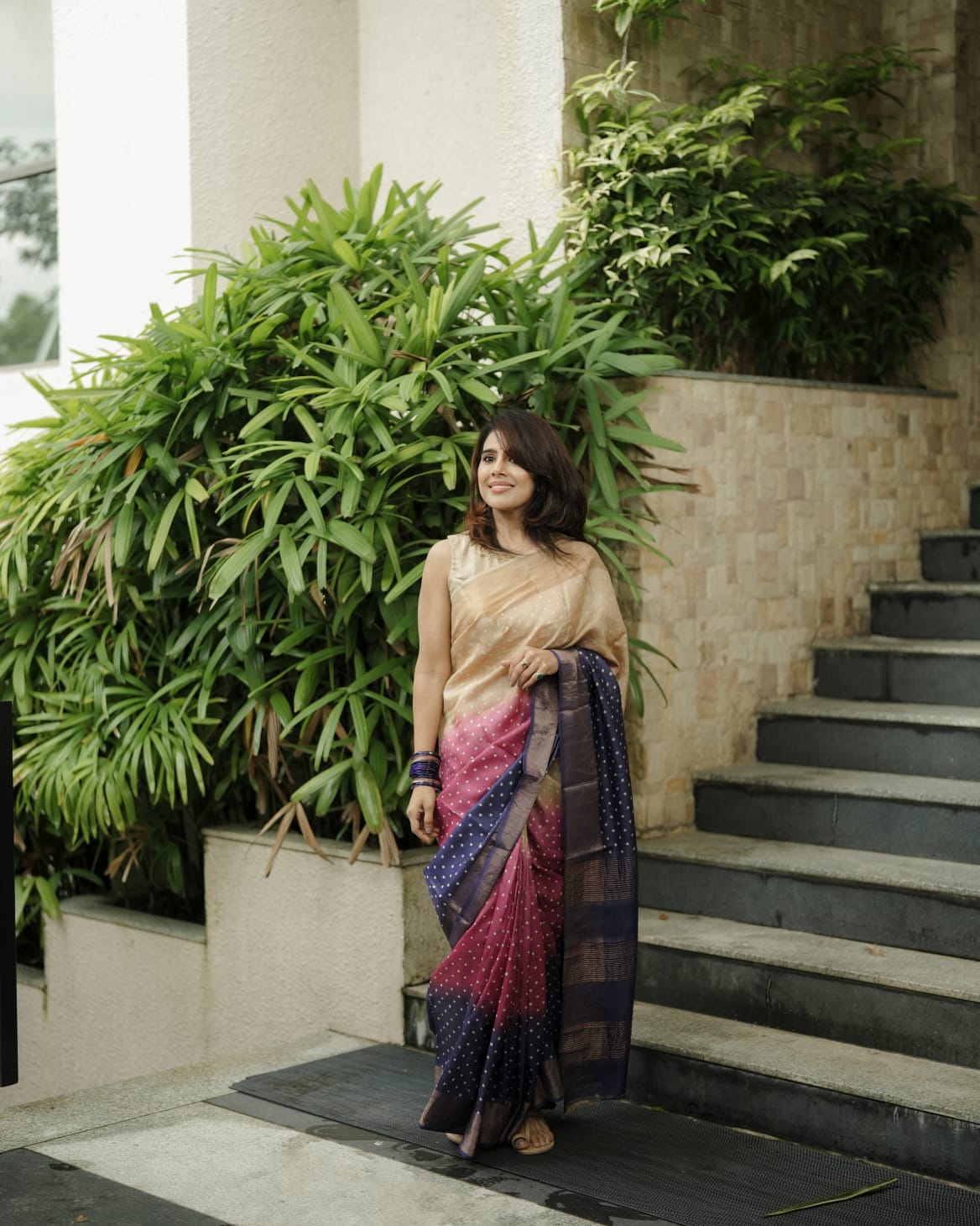 Polka Tussar Silk Saree
