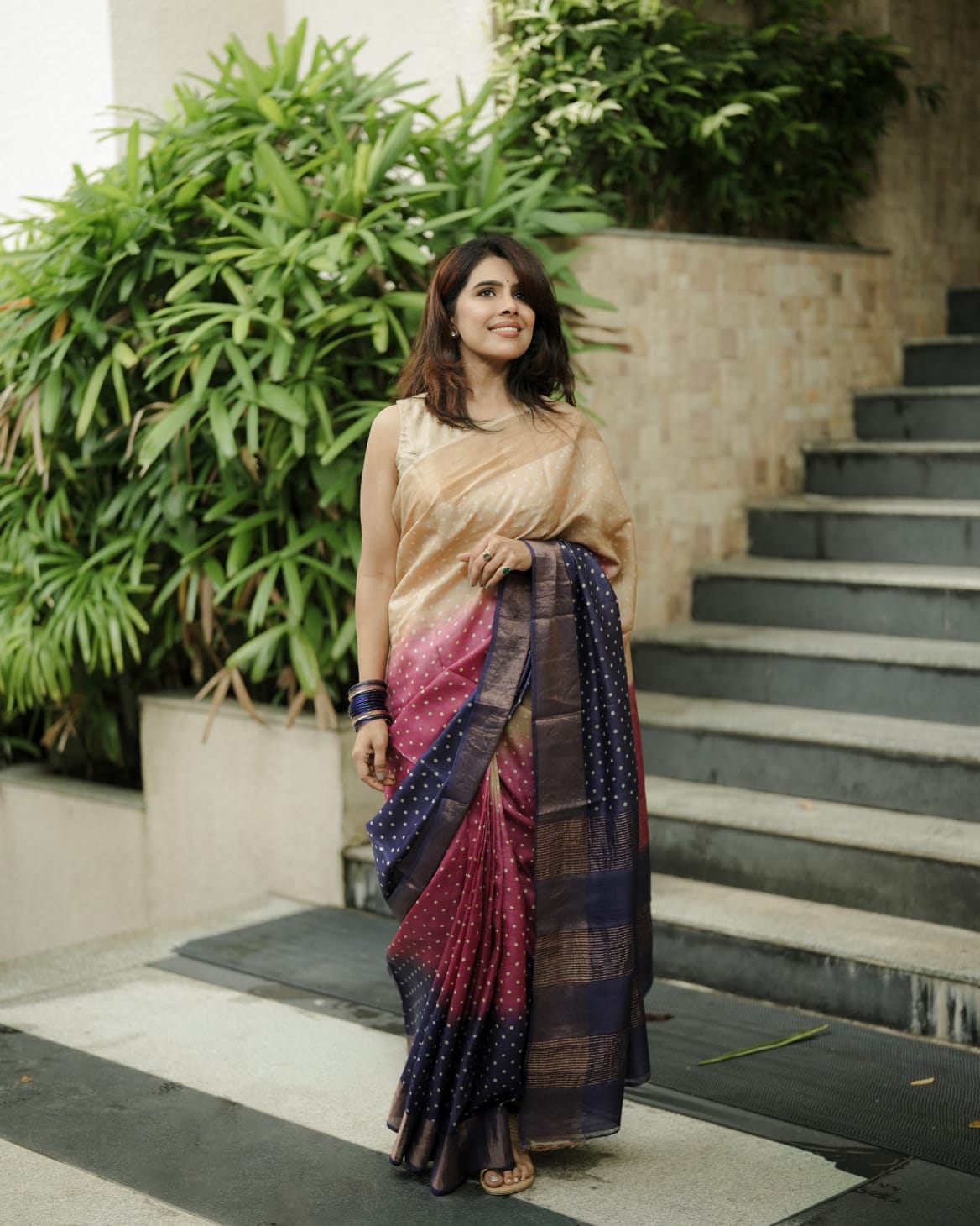 Polka Tussar Silk Saree
