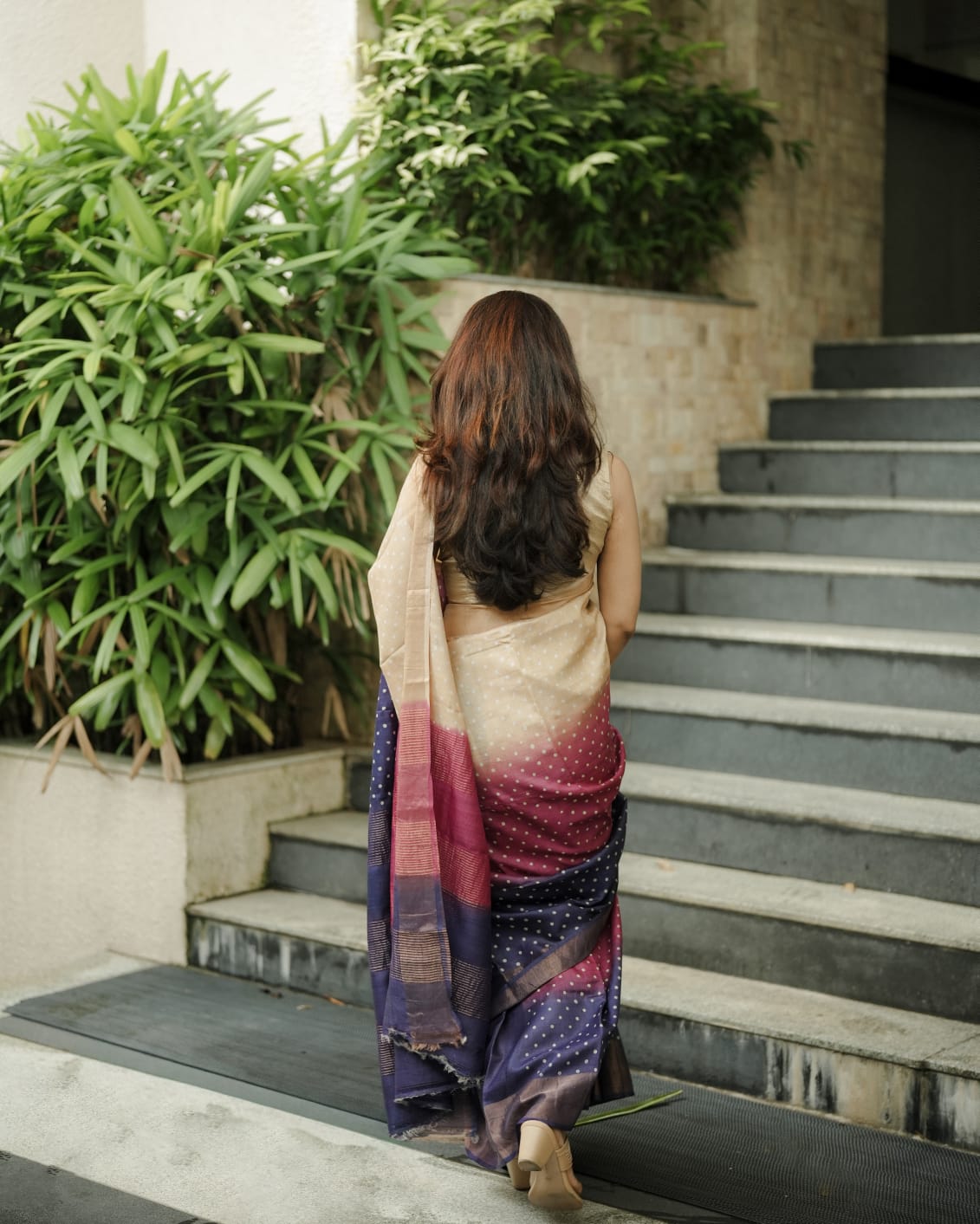 Polka Tussar Silk Saree