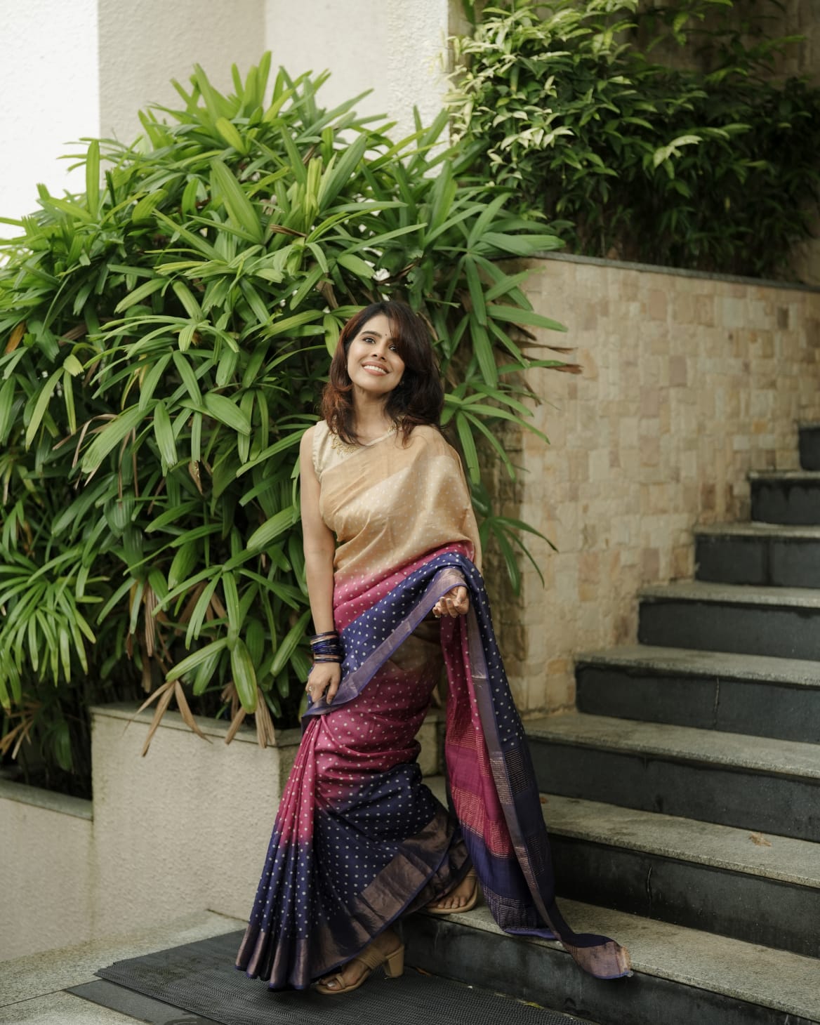 Polka Tussar Silk Saree