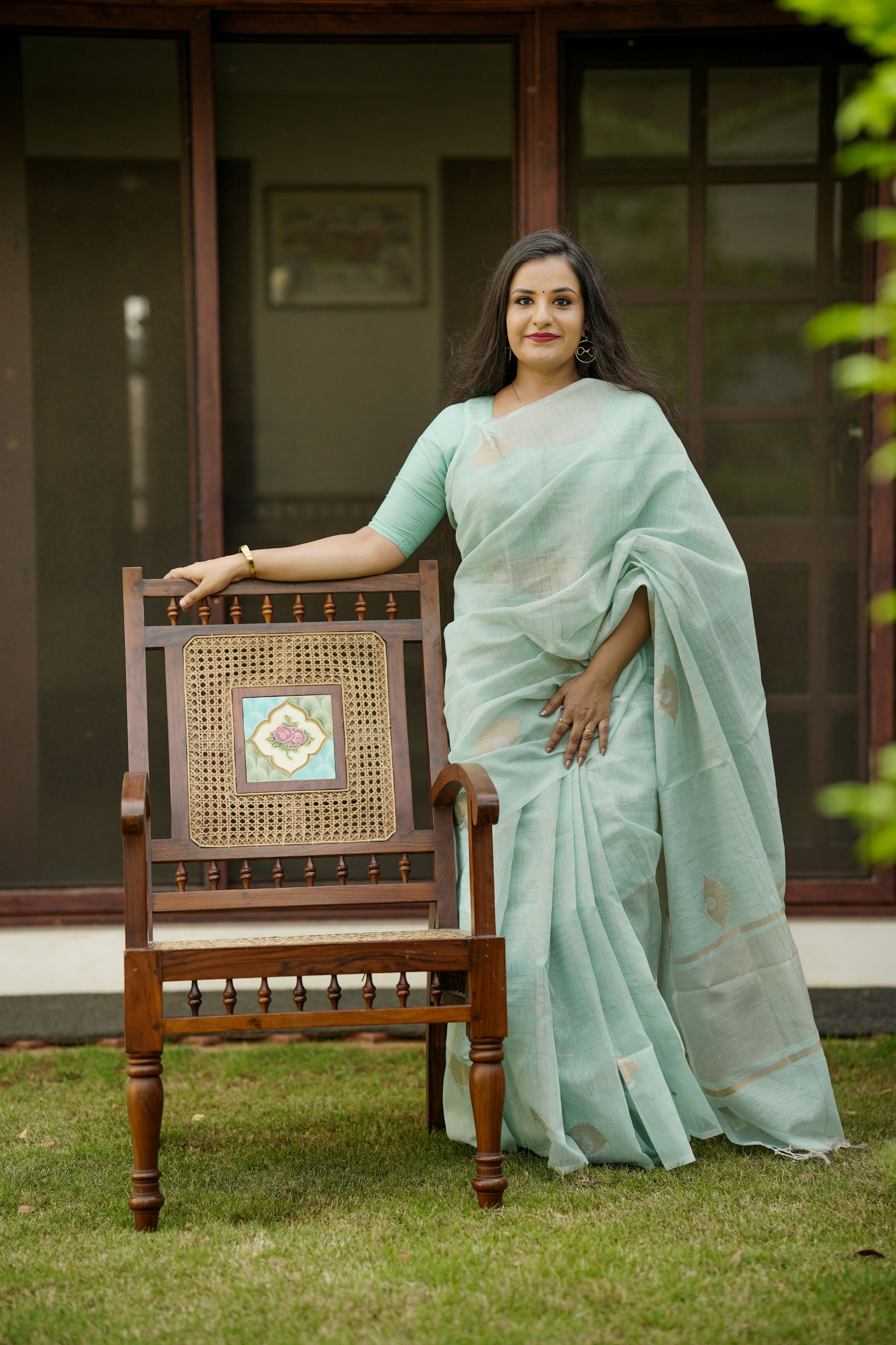 Cool blue cotton silk