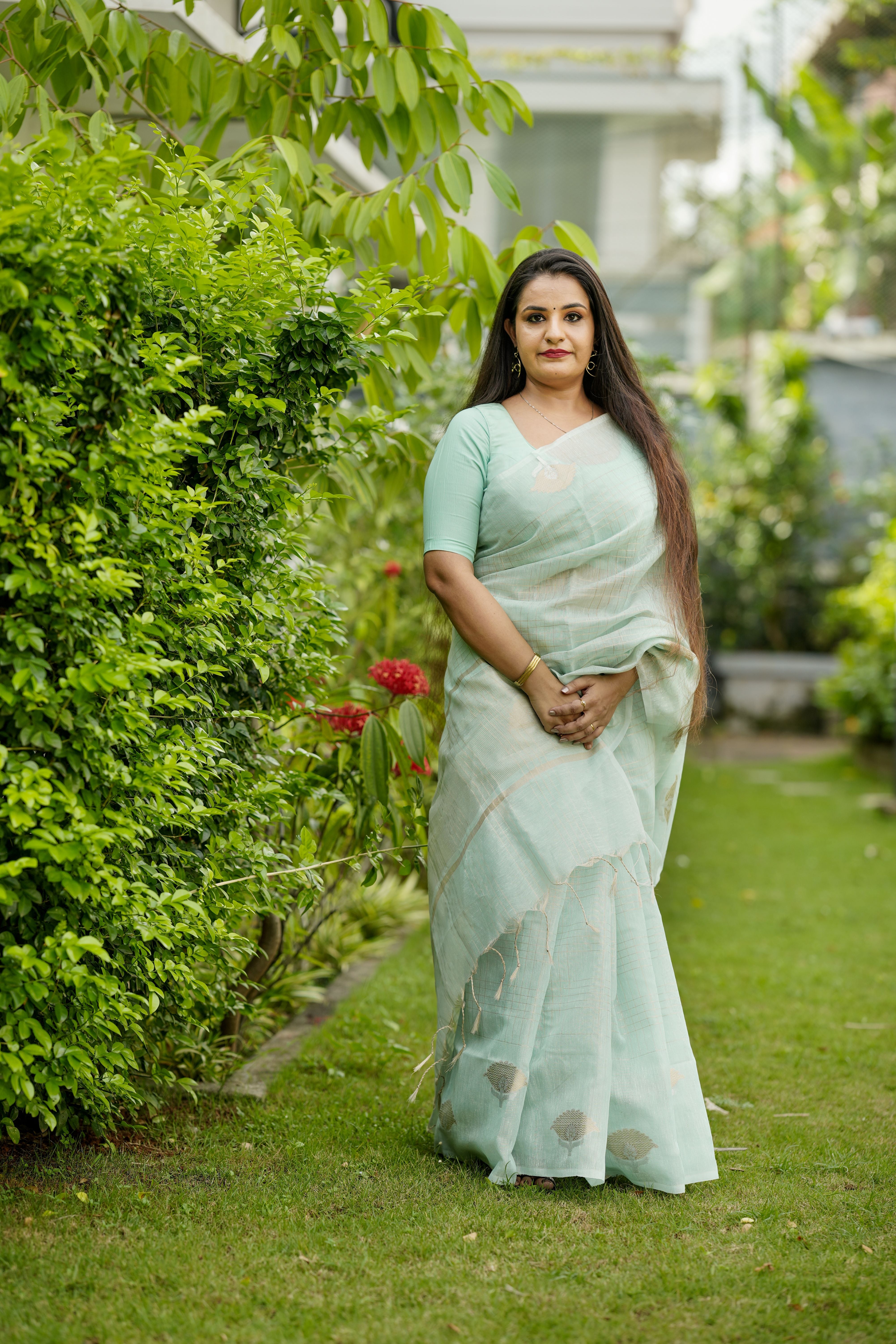 Cool blue cotton silk