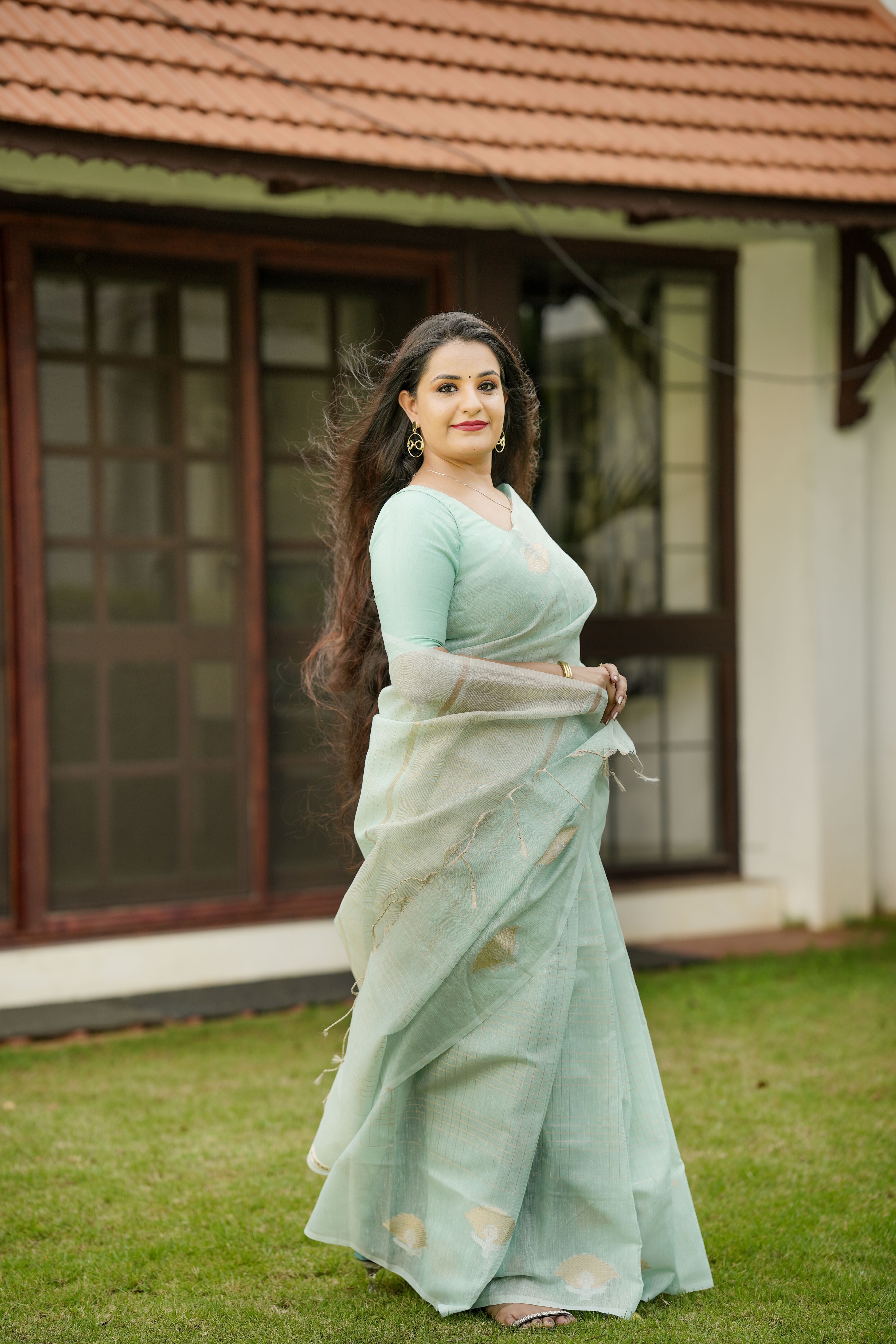 Cool blue cotton silk