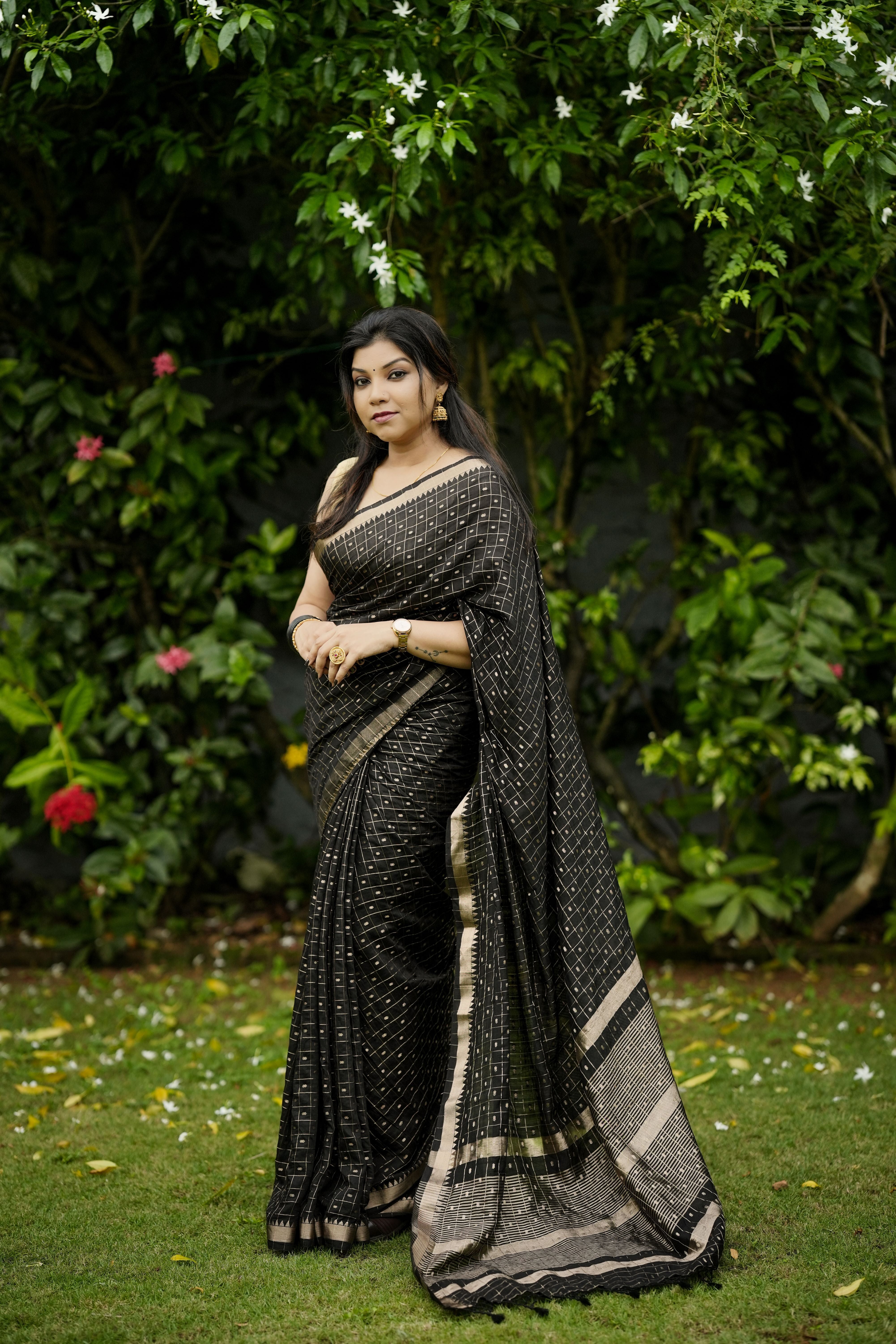 Black Zari Check