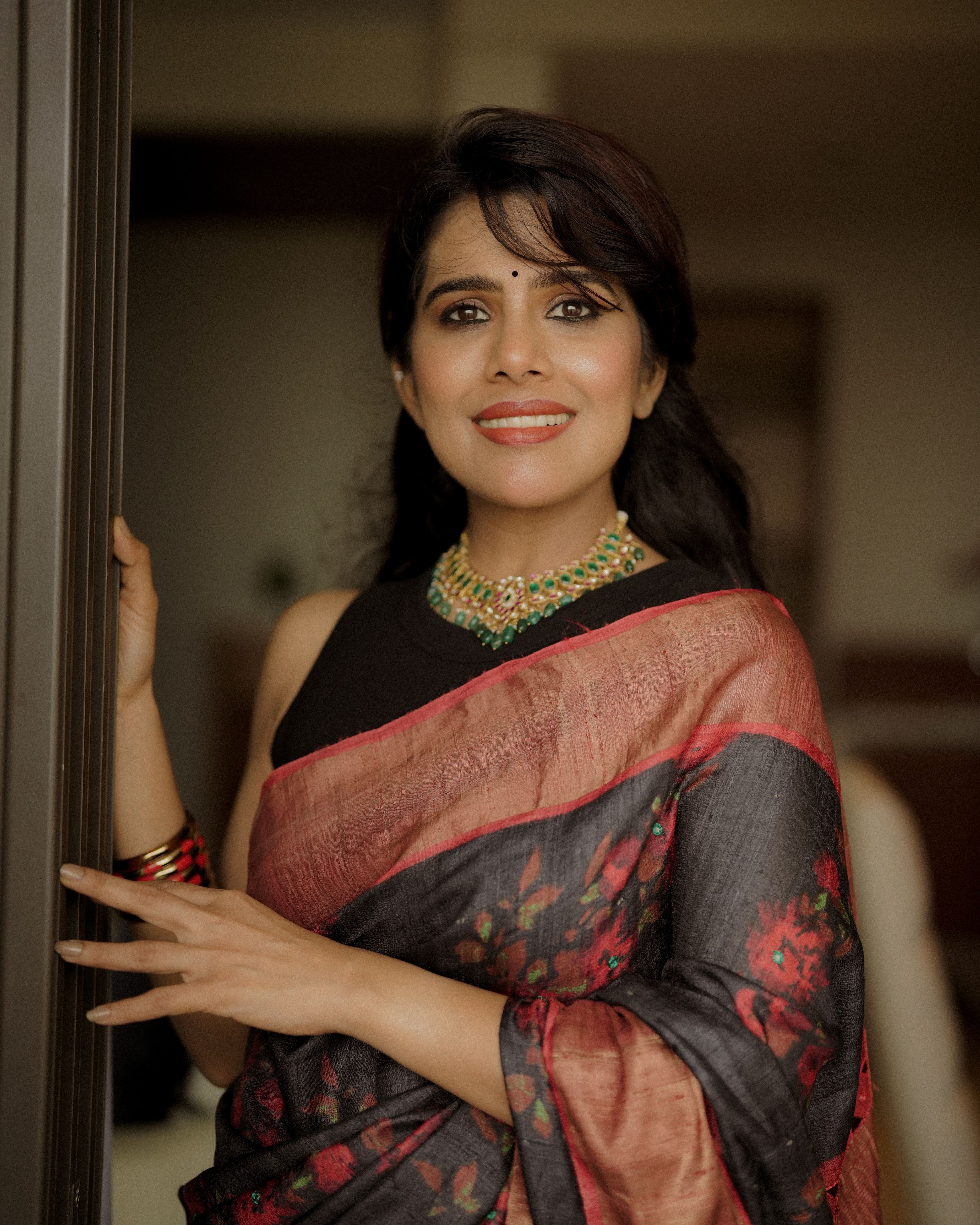 Floral Tussar Silk Saree