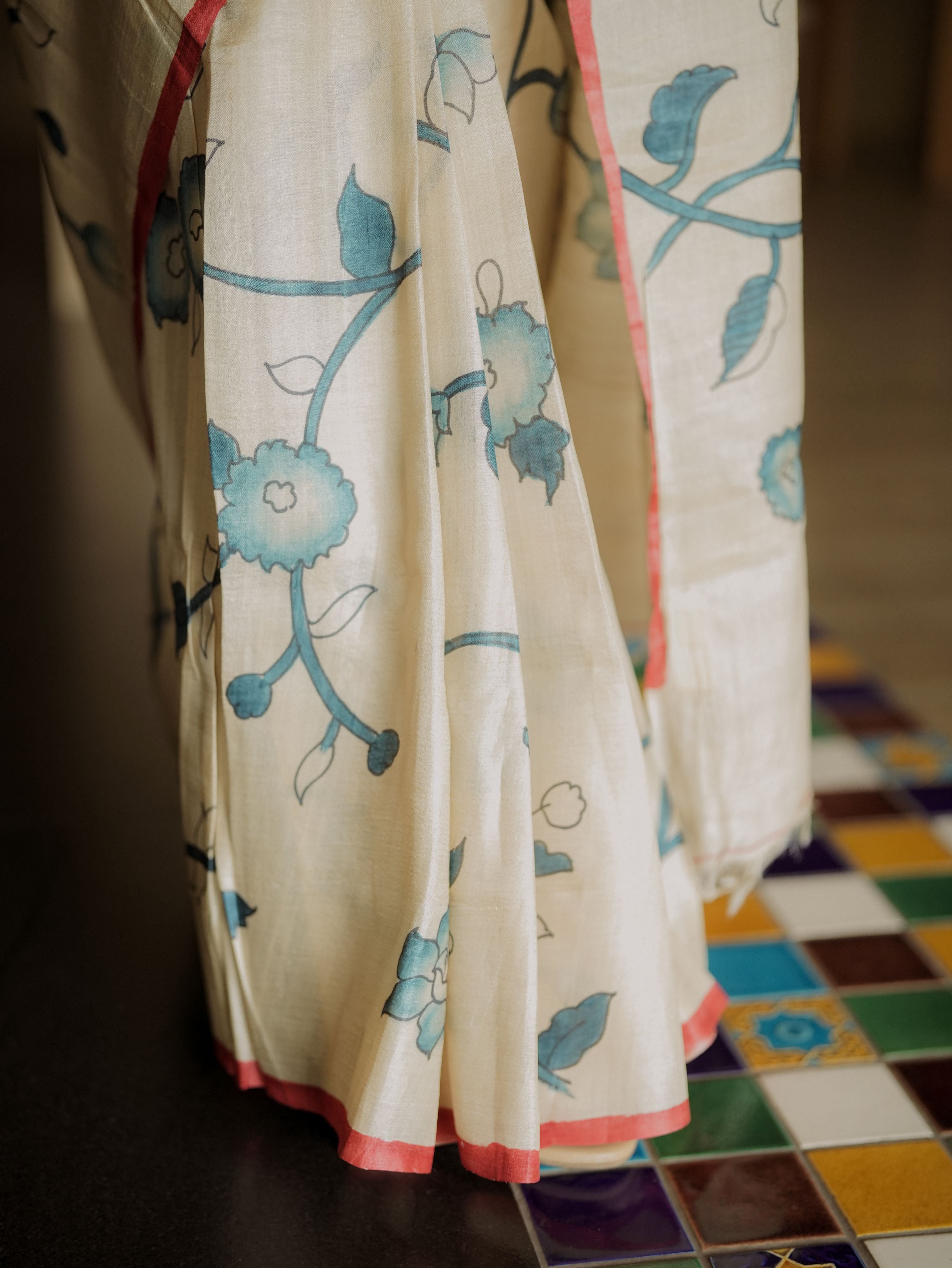 Kalamkari Motifs Tussar Silk Saree