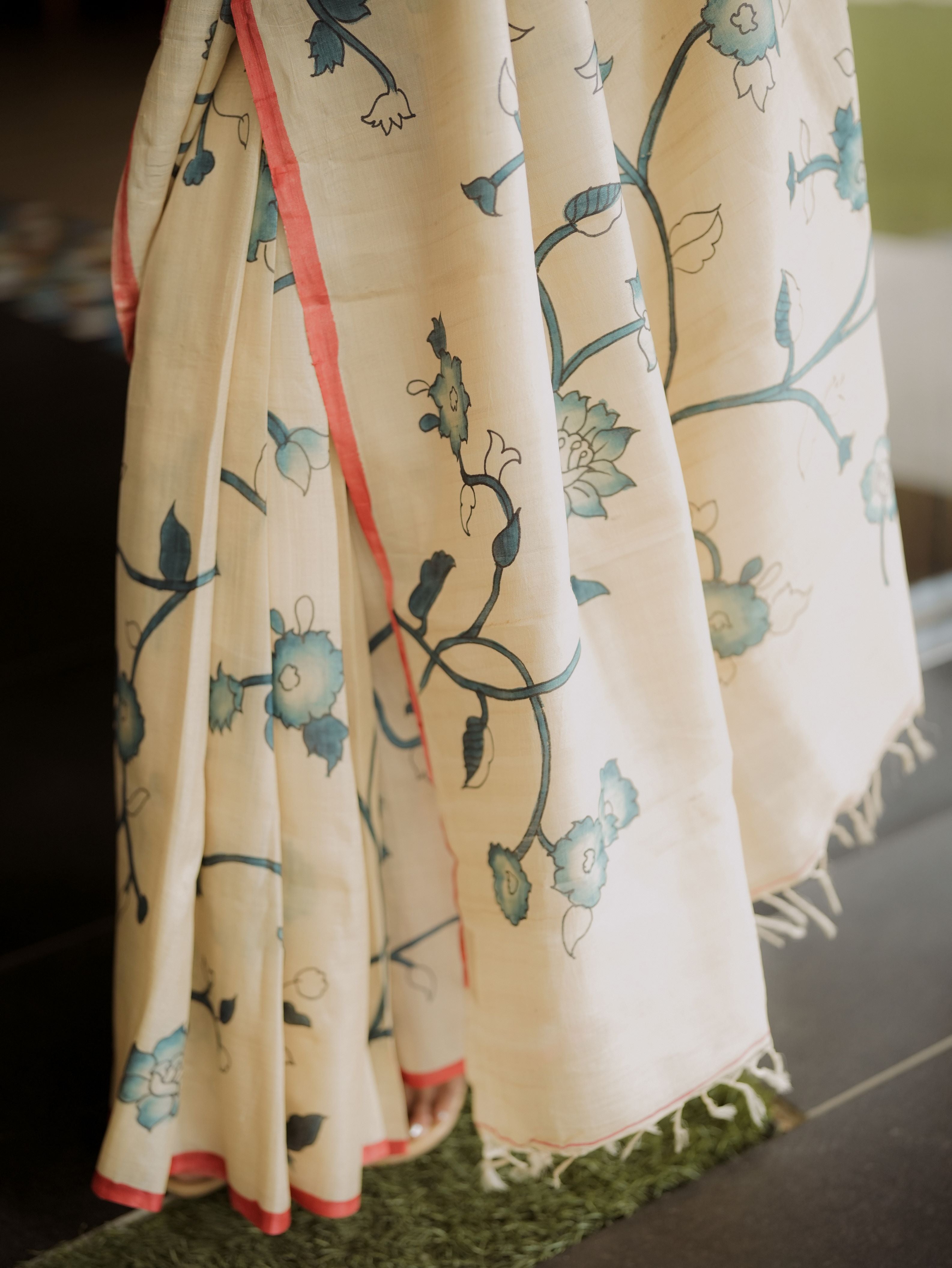 Kalamkari Motifs Tussar Silk Saree