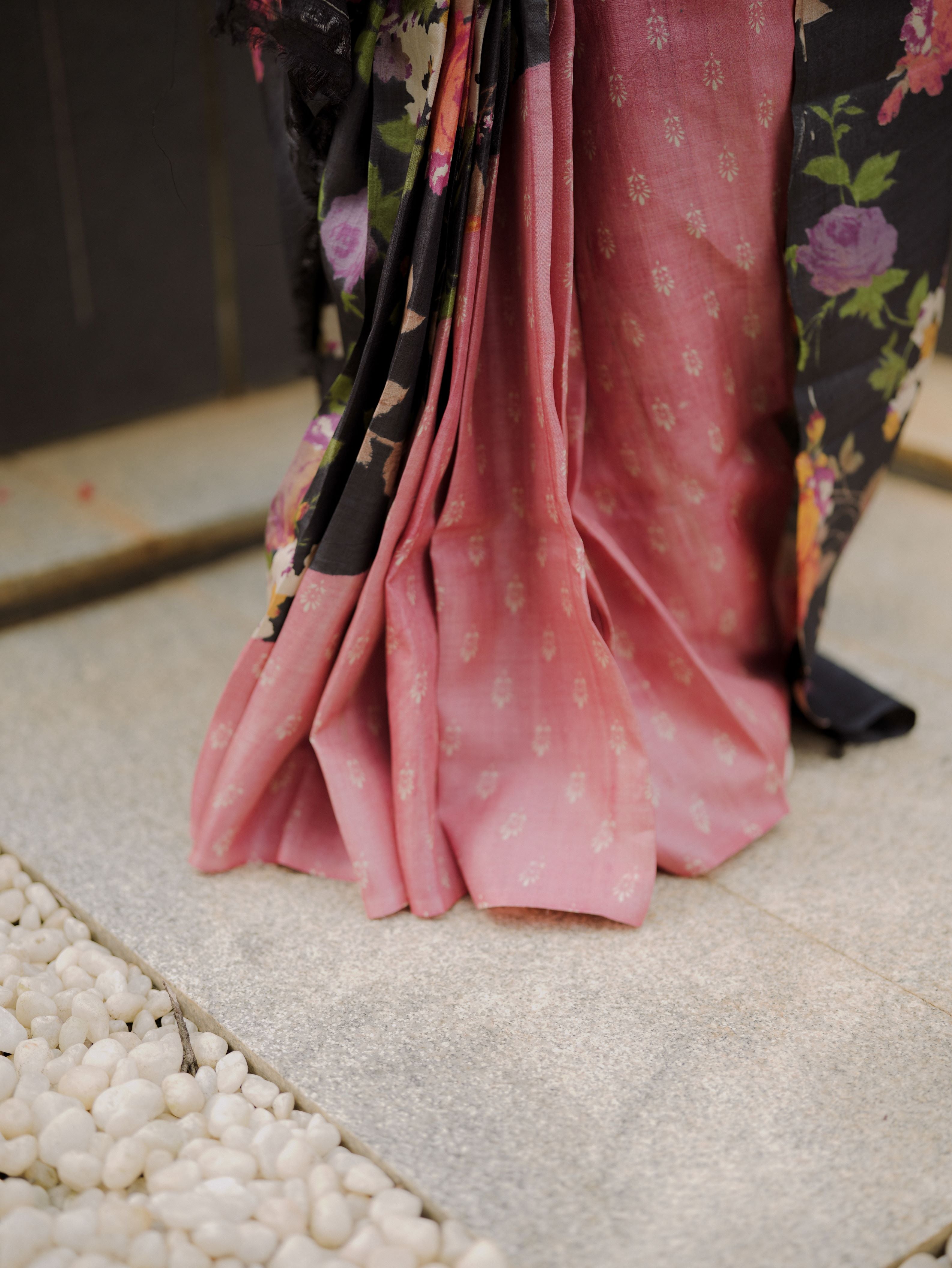 Floral Tussar Silk Saree