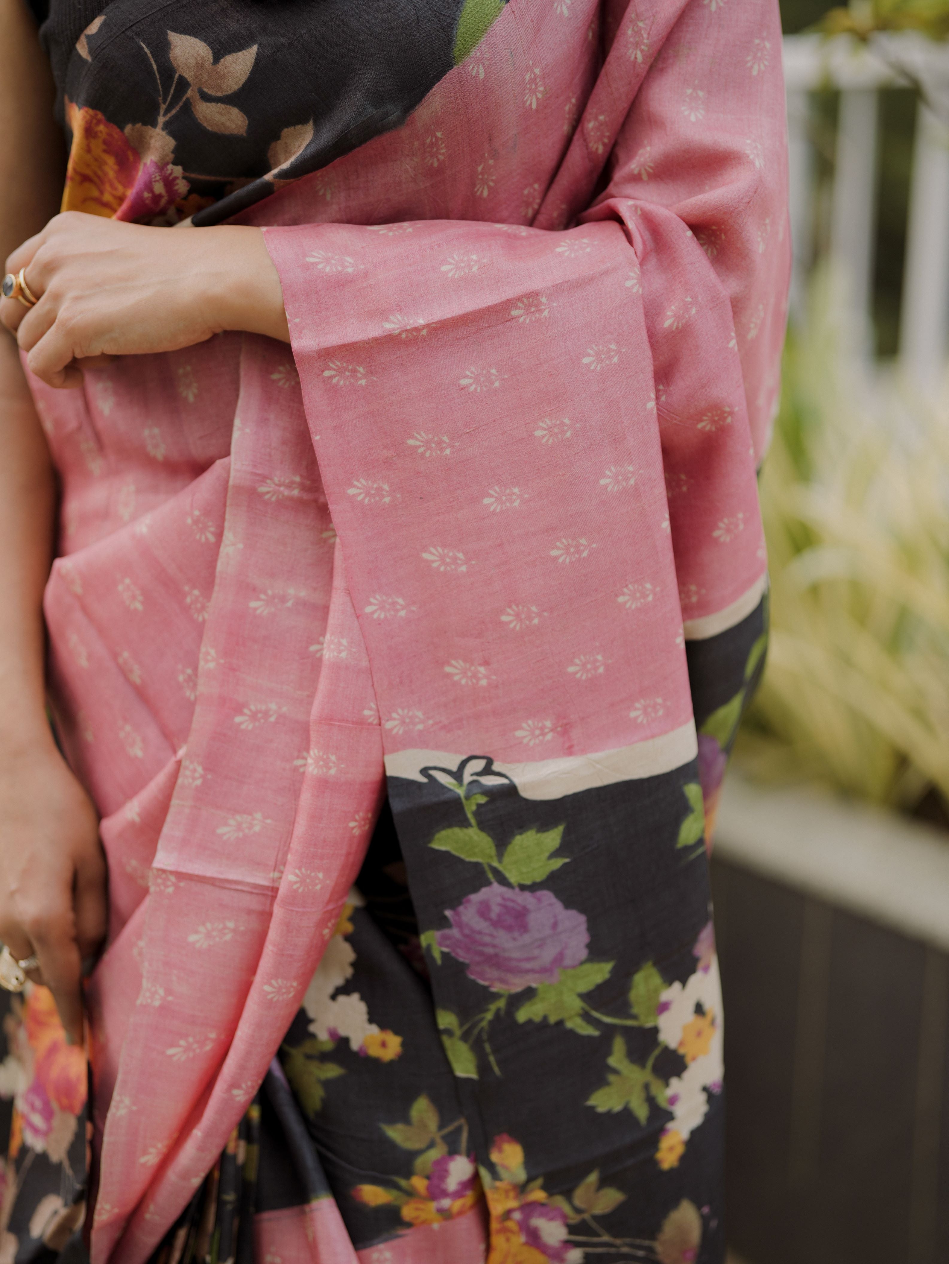 Floral Tussar Silk Saree