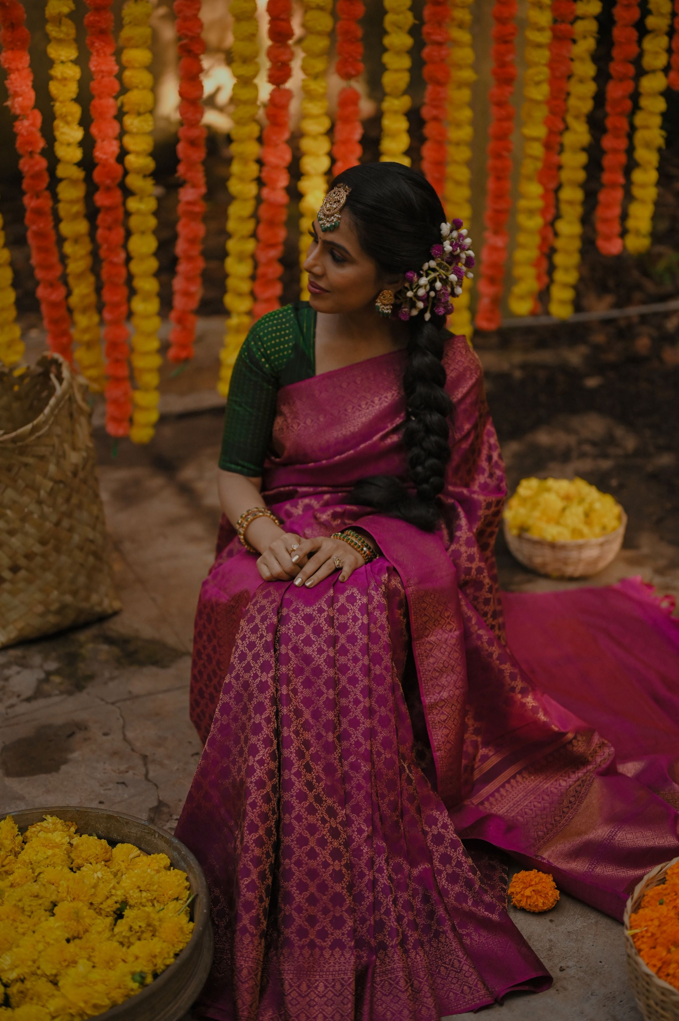 Meenakari design Kanjivaram silk sari