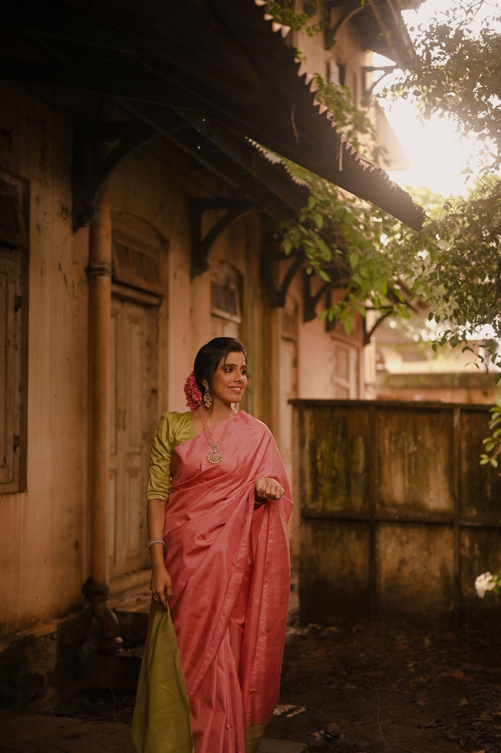 Roja pink Kanchivaram sari