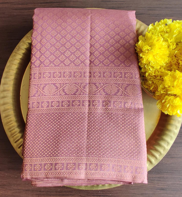 Onion pink colour Wedding Kanjivaram silk saree