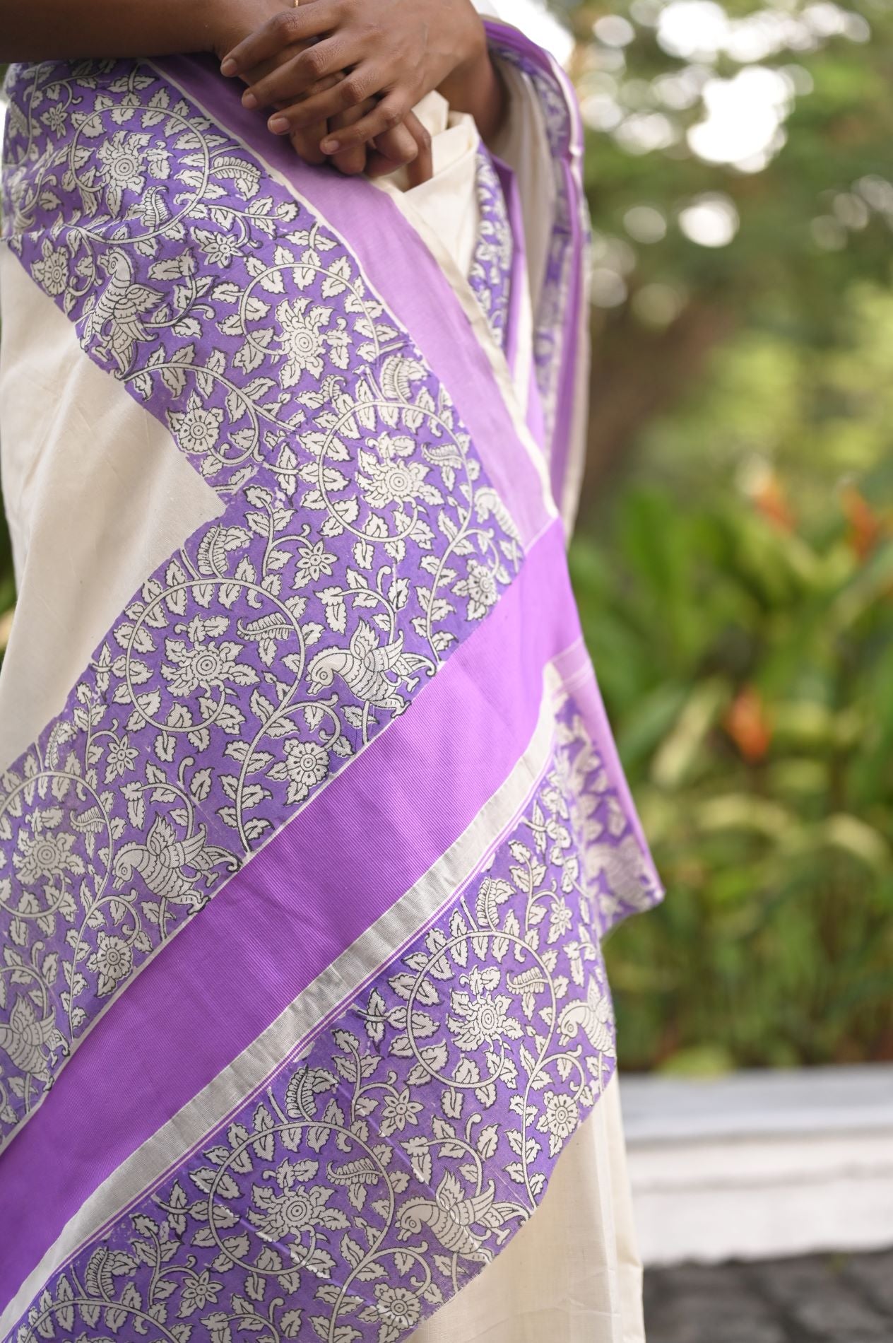 Kalamkari design Kerala sari