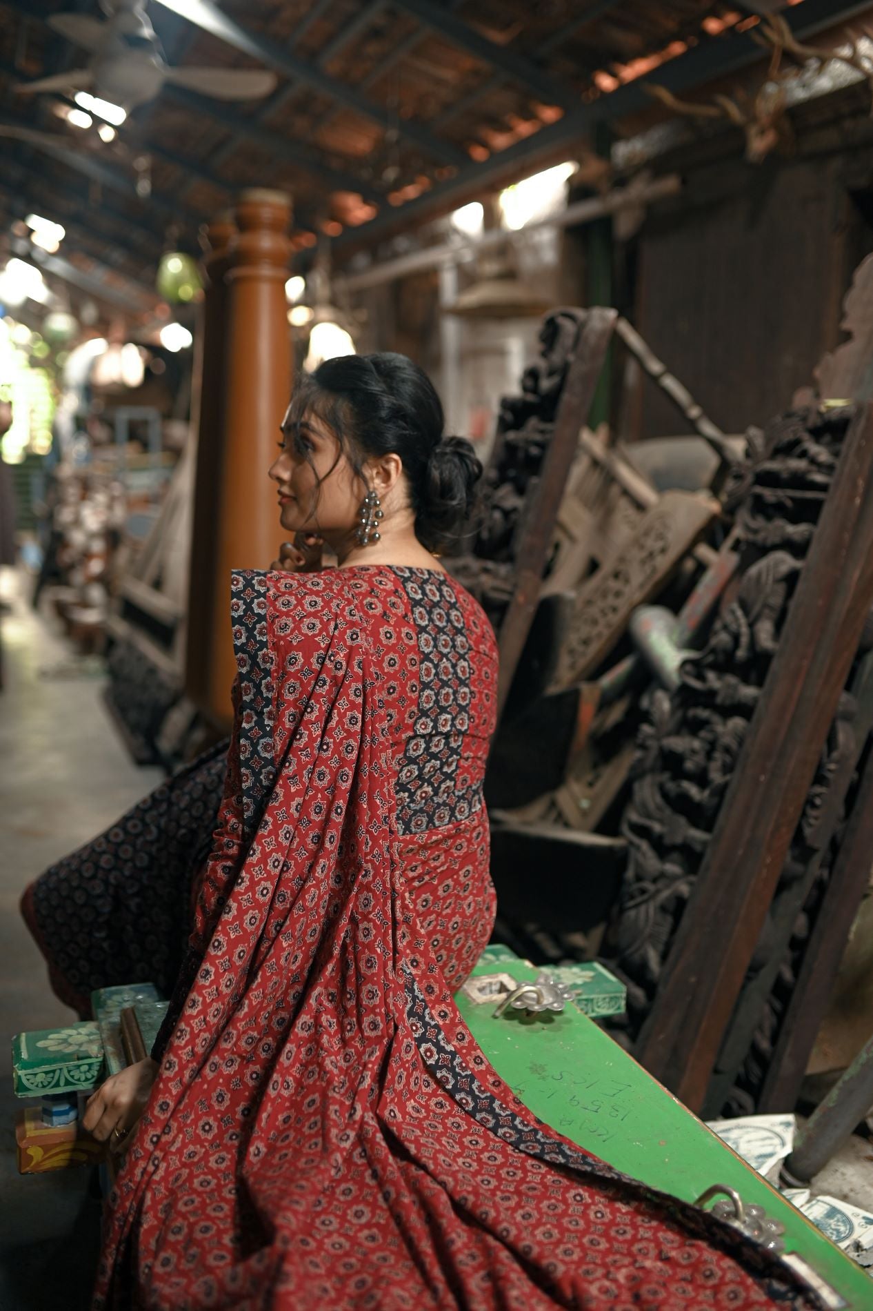 Ajrakh cotton sari