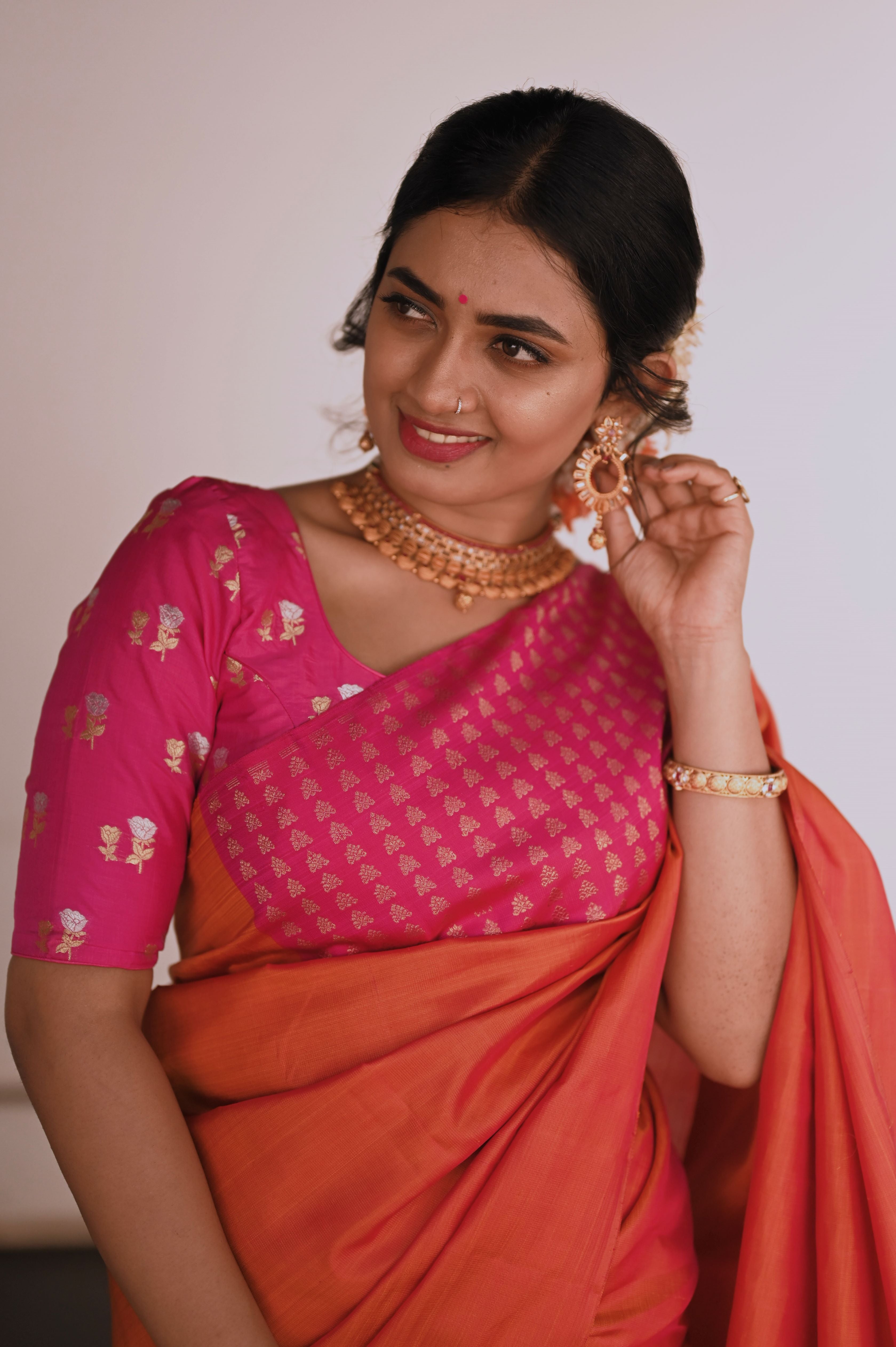 Traditional kanjeevaram silk sari in box design concept,
