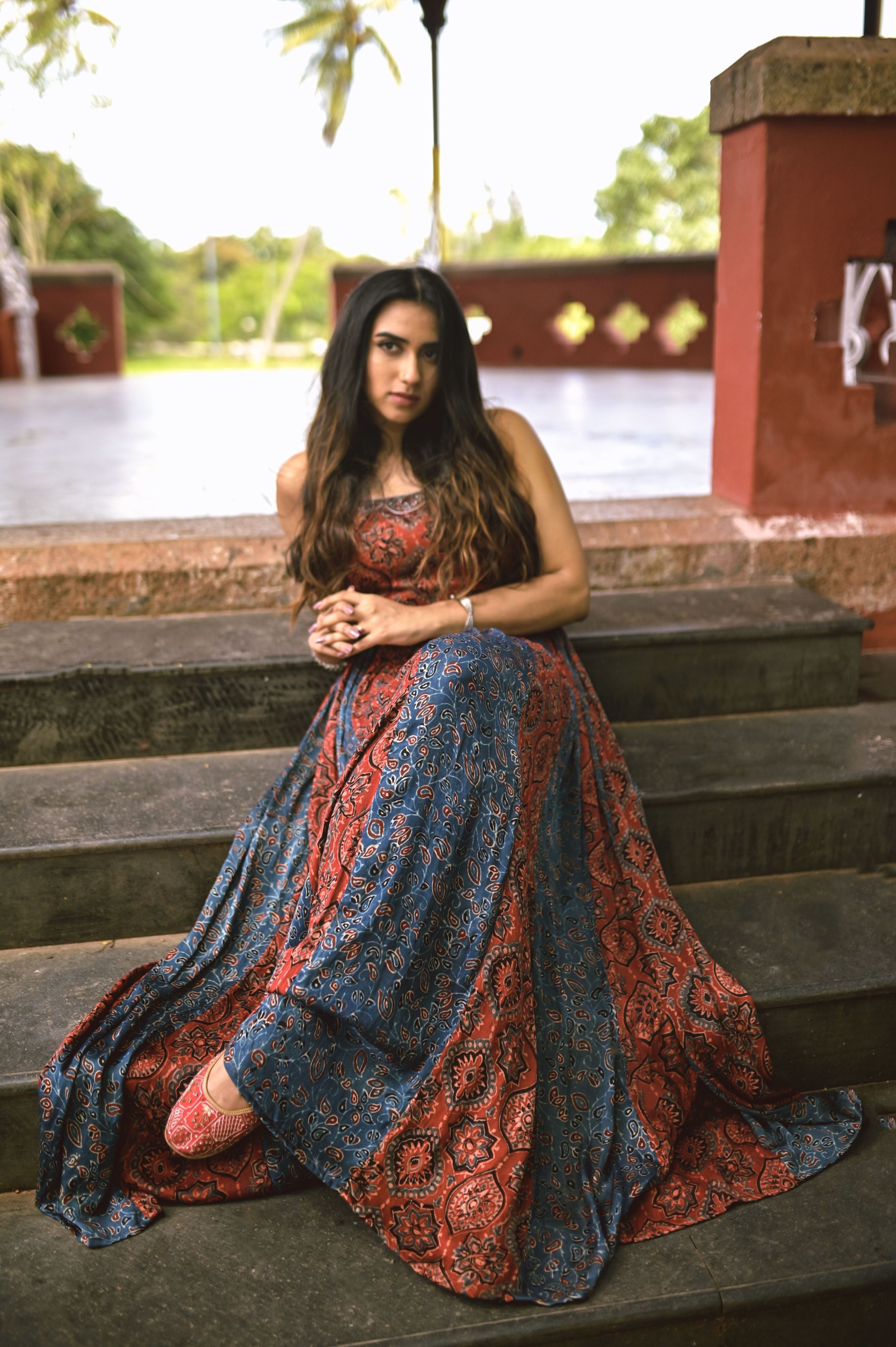 Ajrakh Modal Indo Western Dress